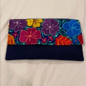 Mexican handicraft embroidered clutch purse
